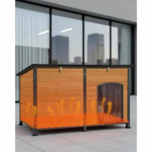 Outdoor Insulated Dog House for Large Breeds - Waterproof XL Dog Shelter, Brown
