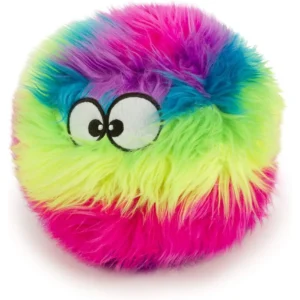 urballz Squeaky Plush Ball Dog Toy Chew Guard Technology Rainbow Large