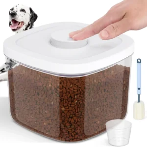 5-8Lbs/5.28Qt/5L Airtight Dog Cat Food Storage Container and Pet Storage Bin BPA-Free. PET Clear Stackable Dog Treat Containers for Pet Food/Rice/Dry/Cereals/Flour/Sugar/Bread, etc (Medium