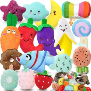 20-Pack Squeaky Dog Toys Set - Included 4 Dog Bags, Plush Puppy Toys with Cute Characters or Small Dogs, Interactive Squeak Toys