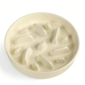 Slow Feeder Dog Bowl, 2 Cups Dog Food Bowls For Small, Medium, And Large Breed, Anti-Slip Puzzle Food Dish To Slow Down Eating White, 2 Cups