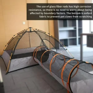 Pet Cat Playpen Tent with Tunnel, Portable Foldable Enclosure for Cats and Small Pets