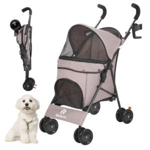 3 in 1 Pet Stroller or Small Dogs and Cats, oldable Pet Stroller with Cats and Dogs Jogger Travel Strollers, 4 Wheels, Breathabl