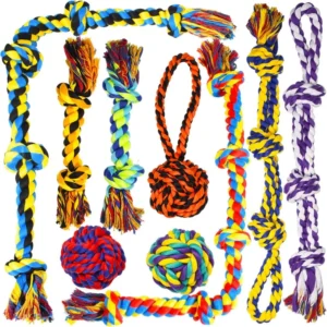 Large Tough Chew Toys for Aggressive Chewers Large Breed, Heavy Duty Dental Rope Toys Kit for Medium Dogs, 5 Knots Indestructibl