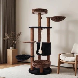 64 Inch Halloween Cat Tree Tower Cute Tall Gift Multi-Level with Scratching Post for Cats Christmas Eve Supplies