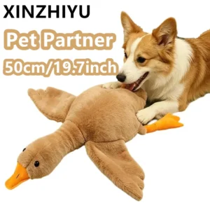 50cm Goose Plush Toy Soft Stuffed Pillow Cats Dogs Relax Pet Companion Anxiety-Relieving Dog Buddy Energy Release Gift for Pets